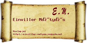 Einviller Mátyás névjegykártya
